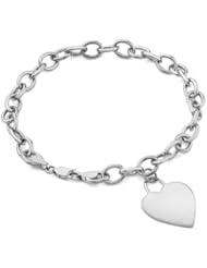 Rolo Heart Charm Toggle Bracelet, 14K White Gold