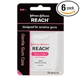 Reach Gentle Gum Care Woven Dental Floss, Fluoride, 50-Yard Dispensers (Pack of 6)