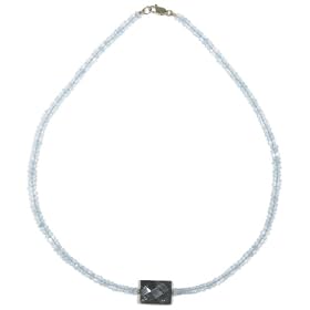 14k Yellow Gold Blue Topaz Roundels and Labradorite Center Necklace, 16 by Amazon.com Collection