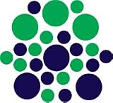 Set of 30 - Dark Blue Navy / Kelly Green Circles Polka Dots Vinyl Wall Graphic Decals Stickers