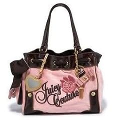 Juicy Couture Small Velour Rose Flower Daydreamer Bag Tote Pink