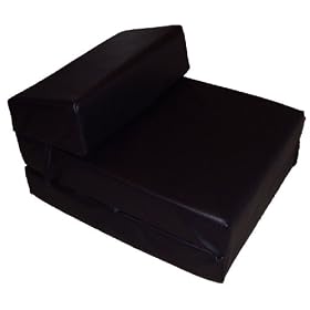 Sit or sleep single foam chair bed futon in black faux leather