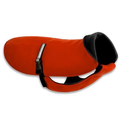 Original Dog Coat in Red with Black Fleece and Black Belt Size: 13