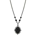 Victorian Gothic Black & Diamond Pendant Necklace