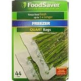 FoodSaver FSFSBF0226 8-Inch-by-11-Inch 1-Quart Pre-Cut Food Storage Bags, 44 Bags