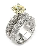 CZ Wedding Set With Yellow Stone