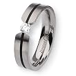 Titanium and 1/3ct. Round Diamond Ring (6.0 mm) With Wood Box - Sizes 6-13
