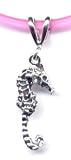 13 Pink Sea Horse Necklace Sterling Silver Jewelry Gift Boxed