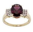 14K Yellow Gold Ring Oval Rhodolite & Diamond Gems Sz6.5