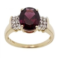 Rhodolite Garnet & Diamond Gemstone Ring in Solid Yellow Gold