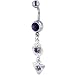 Oval And Triangle Purple Crystal Dangle Belly Ring