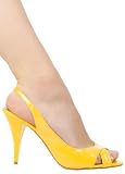 Vintage Stylish Open Toe Sling-back with Sexy Open Arch from Hot Fash Shoes - LEIBE Yellow