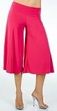 Stretch Gaucho Pants with Banded Waist from Hot Fash Shorts - SALEEN Coral