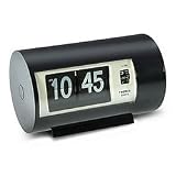 TWEMCO RETRO DRUM-STYLE FLIP ALARM CLOCK, BLACK