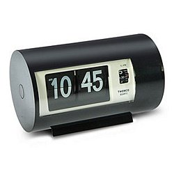 TWEMCO RETRO DRUM-STYLE FLIP ALARM CLOCK, BLACK by Twemco