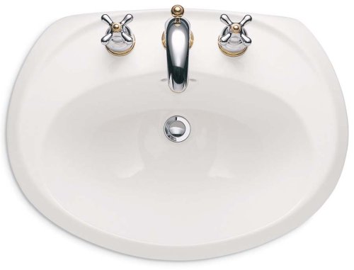 American Standard 0410.021.020 Ellisse Petite Vitreous China Countertop Sink with Faucet Holes on 4-Inch Centers, White
