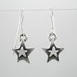 Cute Little Star Dangle Earrings in Sterling Silver, #9236