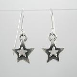 Cute Little Sterling Silver Star Earrings, #9236