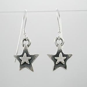 Cute Little Star Dangle Earrings in Sterling Silver, #9236