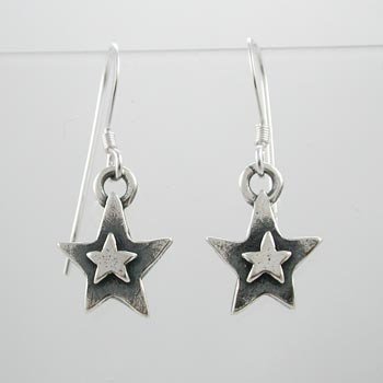 Cute Little Sterling Silver Star Earrings  #9236