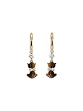 14k Yellow Gold, Cat Dangling Earring with Brilliant Created Gems