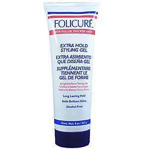 FOLICURE Extra Hold Styling Gel for Fuller, Thicker Hair Long Lasting Hold, Adds Brilliant Shine & Alcohol Free 8oz/237ml