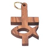 Fish and Cross Olive wood Laser pendant