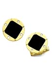 14K Gold and Diamonds Cufflinks with Diamond Shaped Onyx