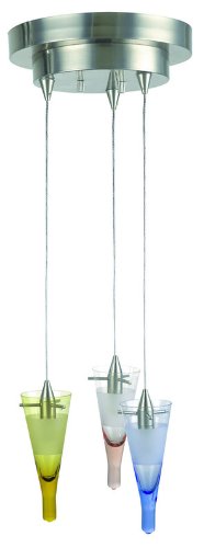 Lite Source LS-14463MULTI Asteroid 3-Lite Pendant Lamp with Multi Glass Shade