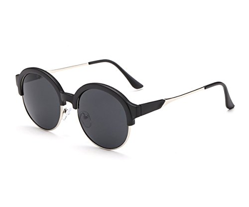 Konalla Classic Round Lenses Half Frame UV Protective Unisex Sunglasses C1