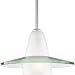 Progress Lighting P5011-09 Contemporary Stem-Hung Pendant with An Etched Glass C1 Supporting A Curved Clear Glass Shade Canopy, Brushed Nickel