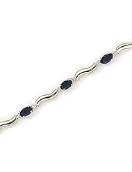 14kt Yellow Gold Oval Blue Sapphire and Diamond Bracelet