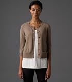Eileen Fisher Round Neck Cardigan in Natural Cashmere