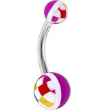 Purple Multicolor CHECKER BALL Belly Button Ring