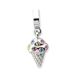 Sterling Silver Sprinkled Ice Cream Cone Dangle Charm