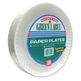 Paper Plates, Green Label, 9 Plate, 1200/CT, White.
