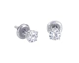Spectacular! 14k White-gold Pair 5.00mm each (1 CT TW) Round Moissanite Stud Earings by Vicky K Designs