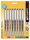 uni-ball 1734916 uni-ball Vision Needle Stick Rlr Ball Pen, SR Brl, 8 Asstd Ink Clrs, Fn, 8/Pk
