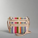 Coach Signature Bonnie Linen Stripe Swing Pack Messenger Crossbody Bag Purse 42570 Multi