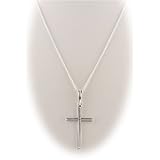 Sterling Silver Border Cross, Cable Chain 16" 18" 20", Cable Chain 16"