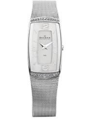 Skagen Silver Tone Steel Mesh Womens Two Hand Watch 887Sss