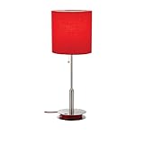 Adesso 3022-08 Bobbin Table Lamp, Satin Steel/Red