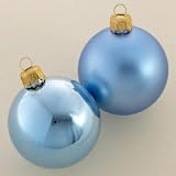 65MM PLASTIC TWO-TONE LIGHT BLUE SHATTERPROOF BALLS 6PC. - Christmas Ornament
