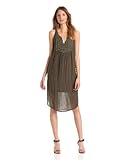Michael Stars Women's Cosette Textured Linen Split Neck Crochet Midi Dress, Vintage, Medium