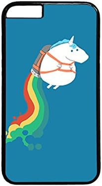 Iphone 7 case,Fat Unicorn on Rainbow Jetpack PC Black Plastic Protective Case Cover for Iphone7