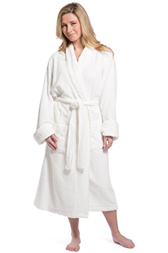 Fishers Finery Women's Resort / Spa Style Terry Robe; Full Length with Rolled Cuffs
