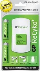 GP Recyko USB Mobile Power Pack with 2 AA NiMH Pre-Charged Rechargable Batteries