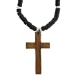 Cross Pendant in Black Bead Necklace- 18'' Necklace, 10.5'' Overall Length
