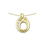 14k Yellow Gold Diamond Mother and Child Pendant (.06 ct, H-I Color, SI2-I1 Clarity), 18