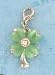 St Patrick's Patty Day Irish Shamrock Lucky 4-leaf Clover Green Cat Eye Stone with Swarovski Crystal Bracelet Charm.